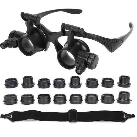 Loupe frontale LED 2,5X25X avec 16 lentilles pour la lecture et la réparation (1/5)