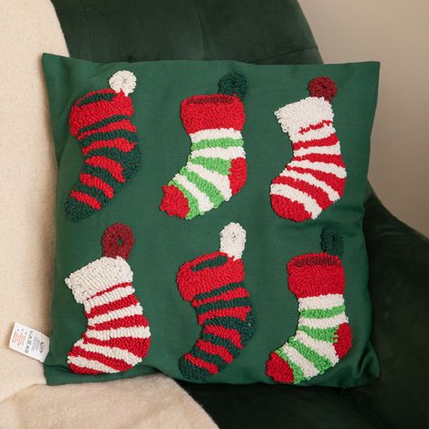 45cm Dark Green Soft Decorative Christmas Stocking Cushion (1/5)