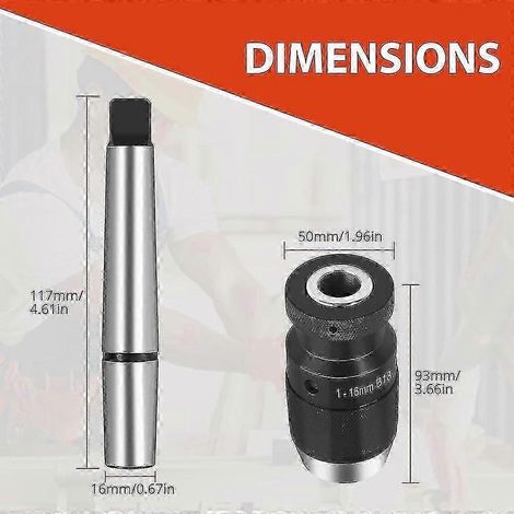 Mandrin de perçage sans clé à serrage automatique ultra-précis 1-16 mm MT2-B18 pour tour Mk2 (1/4)