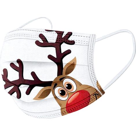 Lot de 10 Masques Jetables Noël Adultes, Couvre-Visage Xmas Imprimé, 3 Couches Respirant, Usage Unique (1/5)