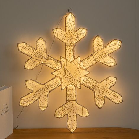 60cm Gold Light up Snowflake Christmas Decoration with Warm White LEDs (1/5)