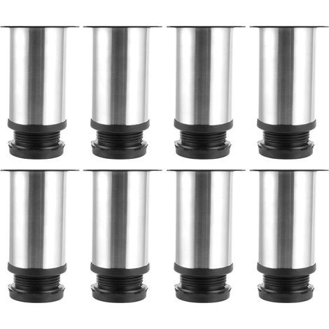 8 pièces pieds de meuble argentés ajustables 50x250 mm, en acier inoxydable, supports pour canapé et armoire en métal argenté (1/5)