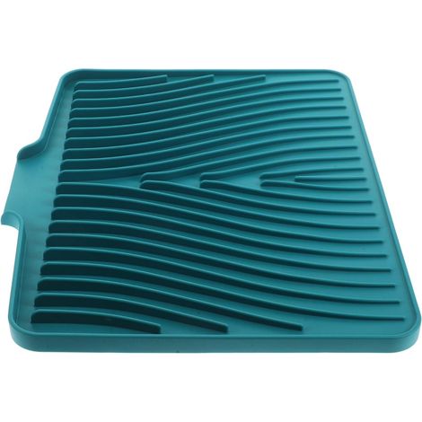 Tapis de Séchage Cuisine en Silicone Vert avec Design D'écoulement d'eau, Facile à Nettoyer, Antidérapant pour Évier et Comptoir Cuisine (1/5)