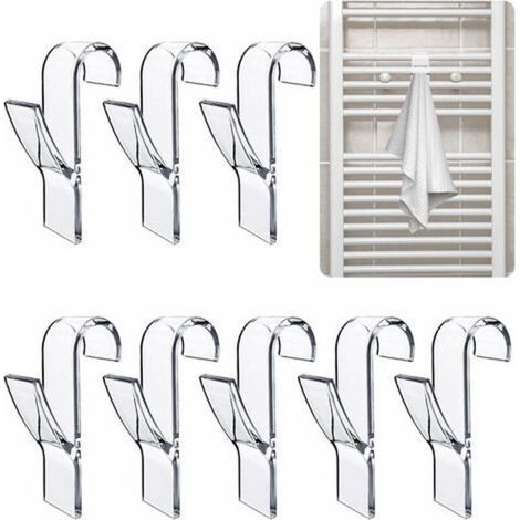 8 Pcs Crochet Radiateur Seche Serviette, Crochet Seche Serviette, Crochet Serviette Salle de Bain, Crochets de Radiateur de Salle Bain, Accroche Serviette, Salle de Bains Bureau Placard (1/4)