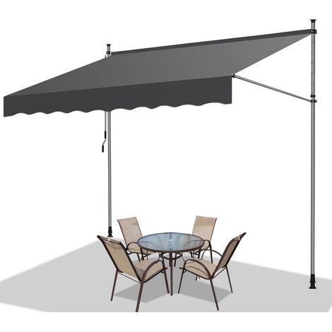 Hengda Tenda a bracci manuale Tenda retrattile senza foratura 300x120cm Grigio (1/5)