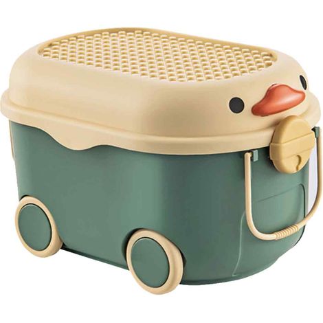 1 Boîte de rangement,roulettes,forme voiture,couvercle canard,poignée,grande capacité,enfants (1/5)
