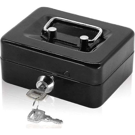 Petite tirelire avec serrure à clé, tirelire portable en métal à double compartiment et 2 clés - FFY (1/4)