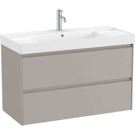 Pack Unik mueble base de 2 cajones + lavabo ONA - ROCA Color: Gris arenado (1/2)