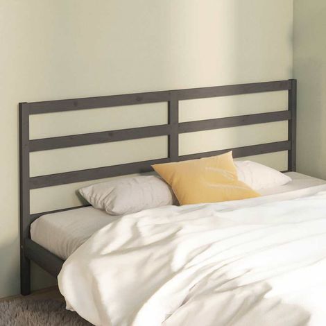 vidaXL Cabecero de cama madera maciza de pino gris 206x4x100 cm (1/5)