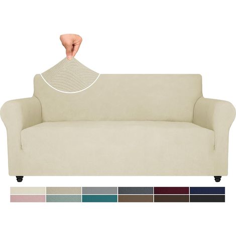 3 Seater Sofa Cover with Armrests, Beige (1/5)