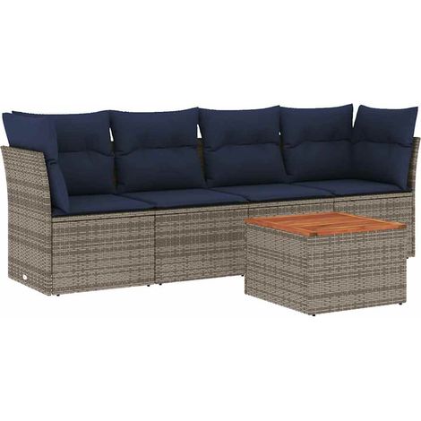 Maison Exclusive - 5-tlg. Garten-Sofagarnitur mit Kissen Grau Pol