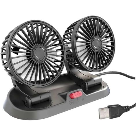 Ventilateur de voiture portable, ventilateur de refroidissement à double tête à 2 vitesses, mini refroidisseur pliable, réglable et silencieux pour voiture, chariot, camping-car, camion, véhicule, for (1/4)