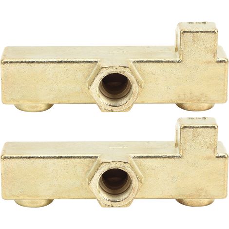 2 connecteurs de vanne à 6 voies de forme carrée G3/8 en aluminium moulé pour accessoires de pompe à air et compresseur (1/5)