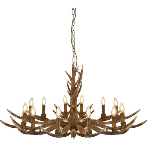 Searchlight Stag - Suspension à 12 ampoules marron, E14 (1/3)