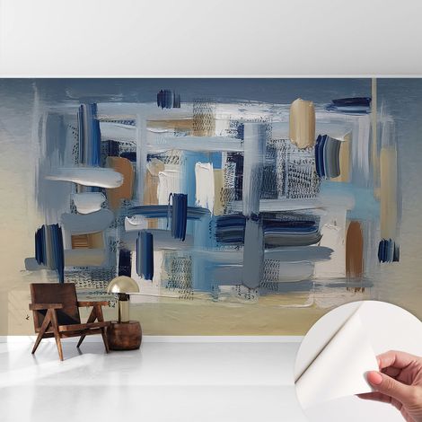 Tapete Selbstklebend - Fototapete mit Motiv - Wandtapete modern - Wandgestaltung Pinsel-Abstraktion 416x254 cm (1/5)