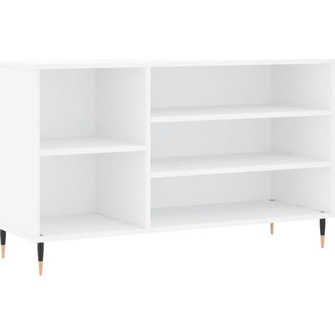 Meuble à chaussures blanc brillant, 102x36x60 cm, bois d'ingénierie.