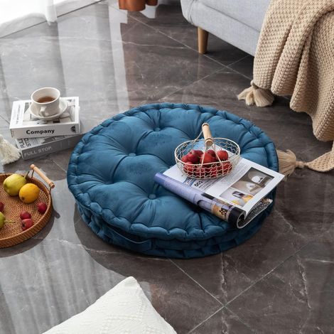 Coussin de sol rond JeiibrZui - 60 cm - 1 pièce - Coussin de méditation doux pour salon, chambre et yoga - Rose (1/5)