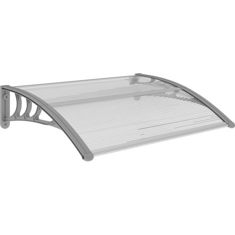 Auvent de porte d'entrée 100 x 75 cm, protection UV et pluie, pour fenêtre, balcon et entrée, design argenté, montage sur mur béton, extérieur CHICFURN (1/5)