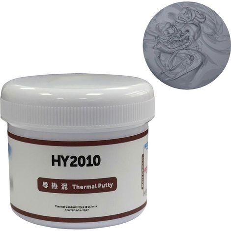 Pâte thermique silicone grise HY2010 10 g 10 W/mK, graisse conductrice, dissipateur thermique pour CPU, GPU et PC (refroidissement gris). (1/4)