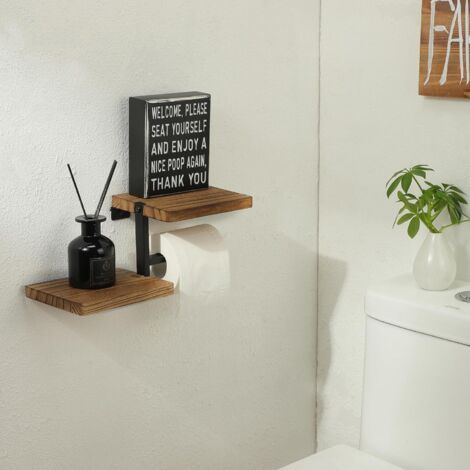 Wall Mounted Toilet Paper Holder with Shelf, Wall Mounted Toilet Paper Holder with Shelves Bathroom Tissue Holder Roll Holder - 5