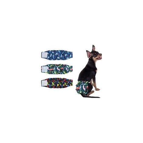 Lot de 3 Couches pour Chiens Male Lavable Bandeau, Super absorbantes pour Chiens de Petite, Ventrale Réutilisables Très Absorbantes pour Chiens Anti P (1/5)