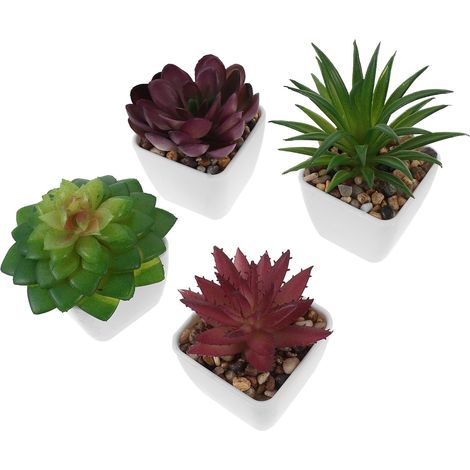 Petites Plantes Succulentes Artificielles en Plastique Lot de 4 Forme Réaliste, Décoration Intérieure ou Extérieure pour Tables à Manger et Mariages (1/5)