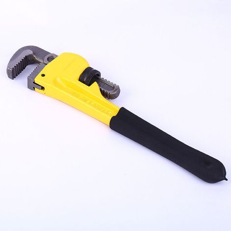 Clé à Tuyau Droite en Aluminium Robuste de 25 CM, Jeu de Clés de Plomberie Ajustables, Jaune Pipe Wrench，une pièce，