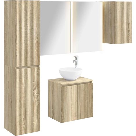 Bathroom Cabinet Set 5 pcs Sonoma Oak 53 x 15.5 x 70 cm vidaXL (1/5)