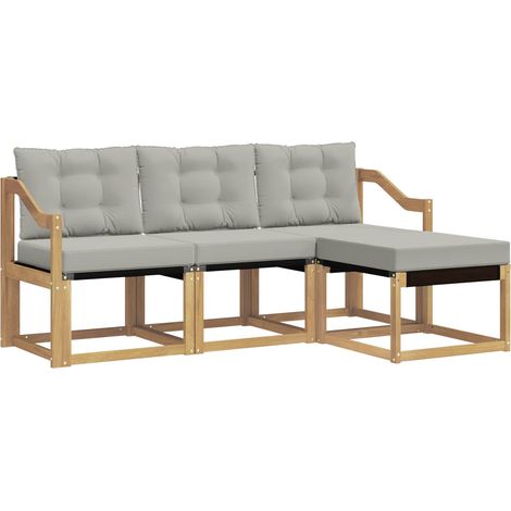 Outdoor Sofa Set with Cushion 4 pcs White and Light Grey vidaXL