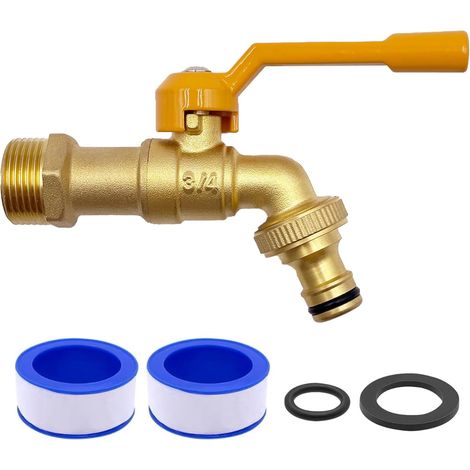 Robinet extérieur jardin 3/4, Robinet Exterieur Jardin en Laiton, Robinet de jardin universel sphérique, Antigel -20 ℃, Résistance à Haute Température 120 ℃ Pour Jardin, Baril de Pluie (1/5)