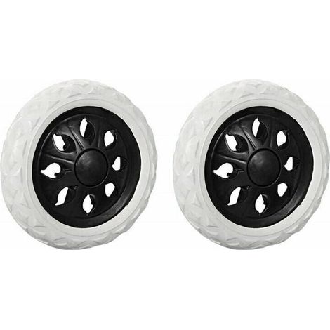 Lot de 2 roulettes de rechange pour chariot de courses en caoutchouc mousse (Noir, Roues chaudes) (1/4)