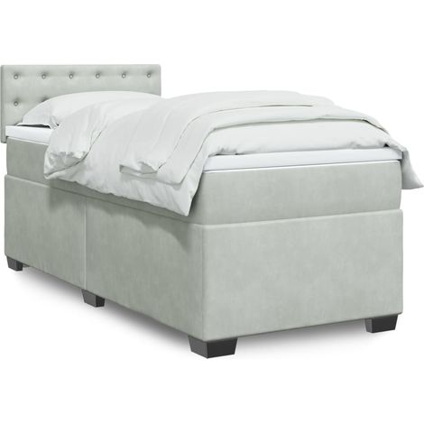 Boxspringbett mit Matratze Hellgrau 90x190 cm Samt