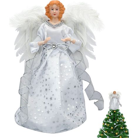 Décoration de sapin de Noël en forme d'ange avec lumières LED, alimentée par piles, décorations de Noël lumineuses, décoration de sapin de Noël (1/5)