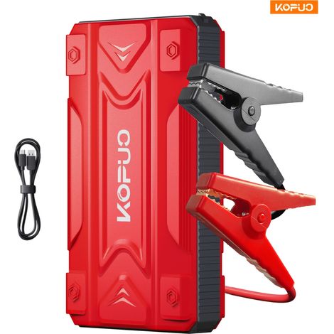 Booster Batterie Voiture 3000A/5000A – Compact, Câbles Sécurité. Pour 9L Gas/8L Diesel. Modèle (Rouge). (1/5)