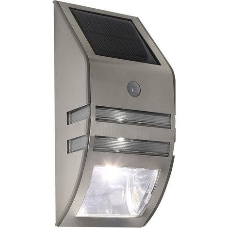 Solarleuchte mit Bewegungsmelder, 2 LED-Wandleuchten für die Einfahrt, Sicherheitsbeleuchtung für den Garten, silberfarben