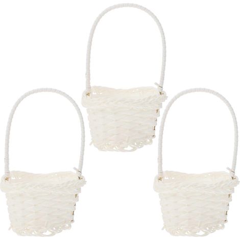 Lot de 3 paniers à fleurs de style champêtre, paniers de rangement, paniers pour compositions florales-15X9X8cm-White (1/3)