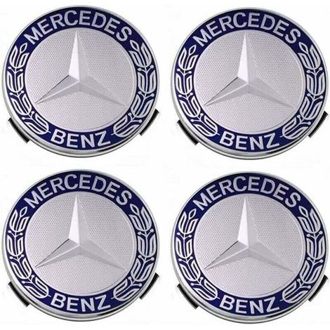 Lot de 4 cache-moyeux 75 mm pour Mercedes Benz – Plastique ABS – Installation facile et esthétique améliorée – Couleur bleue (1/5)