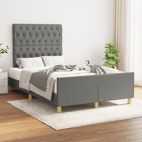 Bettgestell ohne Matratze Dunkelgrau 120x190 cm Stoff