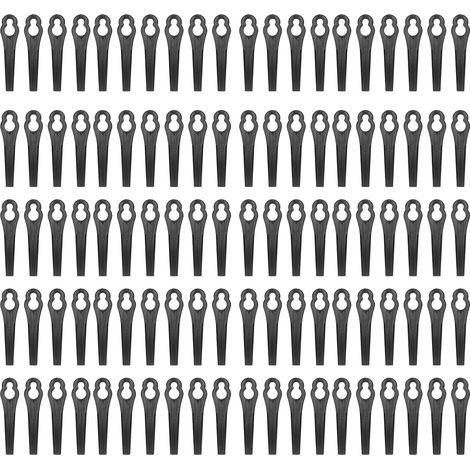 Ortviai Lame plastique de débroussailleuse pour tondeuse à gazon – 100 pièces, longueur 80 mm, trou 11×7 mm, noir (1/3)
