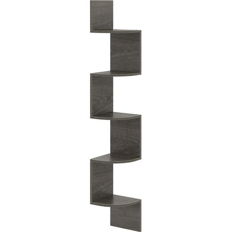 Scaffale angolare a 5 ripiani 20 x 20 x 126 cm Design moderno per ottimizzare lo spazio Legno grigio 200014753