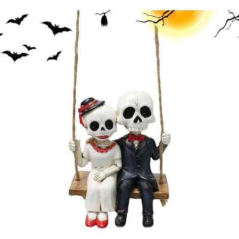 Skelette Schaukel Harz Dekoration Paar Skelett Halloween