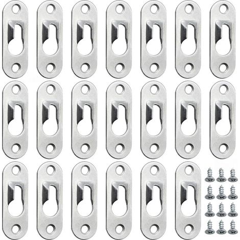 30 Pièces Cintres de Trou de Serrure en Métal 45 mm x 16 mm avec 60 Vis Trou de Serrure Attaches Suspension pour Accrocher Mur Intérieur Cabinet Miroirs et des Cadres Photo - Argentés (1/5)
