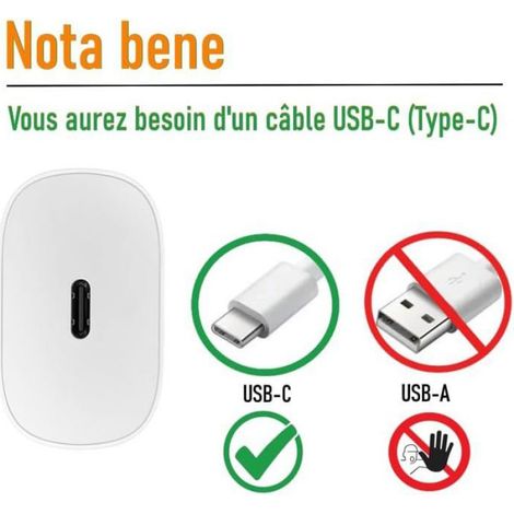 Chargeur Secteur Usb-C - 25 W - Pour Appareils Compatible Usb-C - 1 Pièce (1/5)