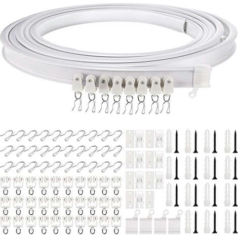 Flexible, deckenmontierte Gardinenschiene für Fenster und Raumteiler