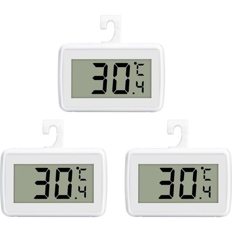 Thermometer, digitales Kühlschrank-/Gefrierschrankthermometer mit LCD-Anzeige, Aufstellungsmöglichkeiten: hängend, stehend – 3 Stück (1/5)