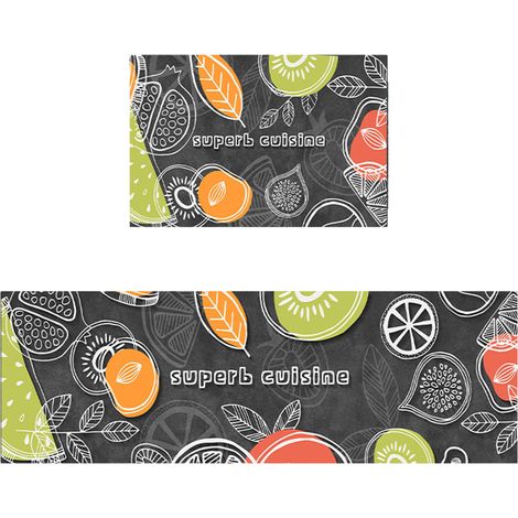 Ensemble de 2 tapis de cuisine rembourrés à motifs, 1