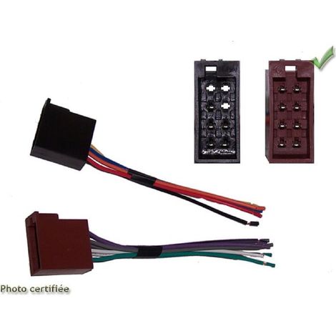Faisceau autoradio ISO FEMELLE - Fils nus 4HP et alim en 2 prises