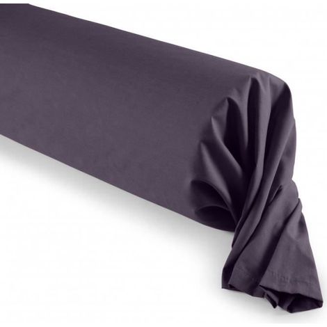 Taie de traversin - 100% Coton - Prune - 45 x 185 cm - Tissage serré - Douceur exceptionnelle