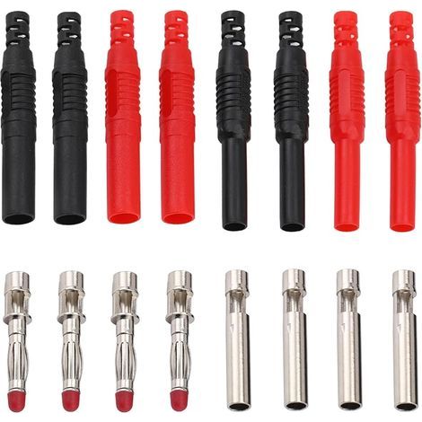 8 Pièces Fiches et Prises Banane isolées de 4 mm, connecteurs mâles et Femelles Banane à souder de sécurité pour Fils de Test multimètre (1/5)