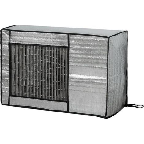1 Housse de protection climatiseur, feuille d'aluminium imperméable, anti-poussière avec sangles, 86x35x60cm, extérieur (1/3)